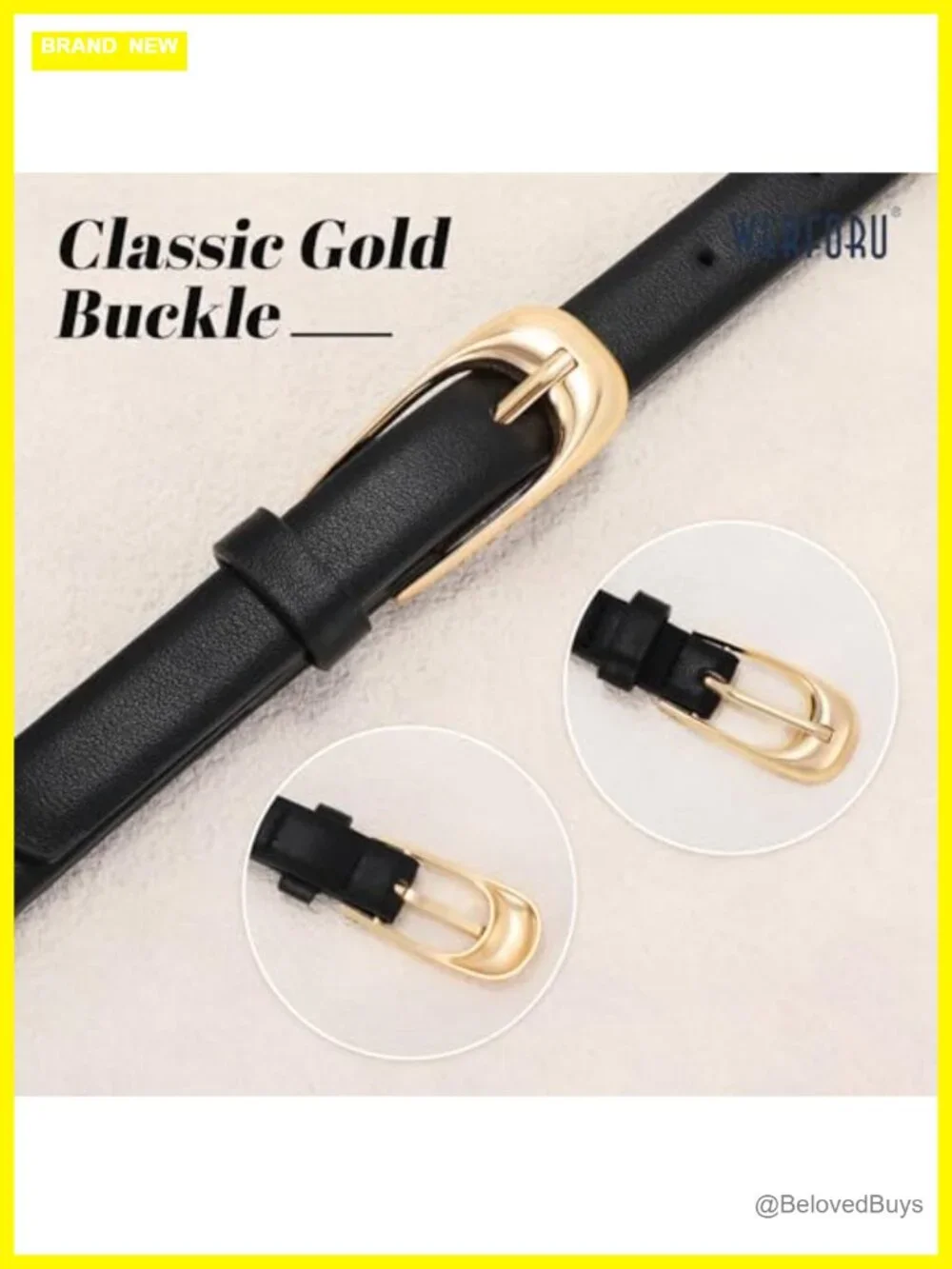 WERFORU Skinny PU Leather Belt with Gold Buckle for Dresses & Jeans